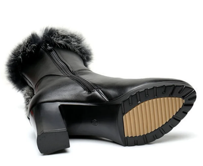 ZXRYXGS 고급 토끼 모피 탑 소가죽 매트 가죽 인튜브 부츠, 2025