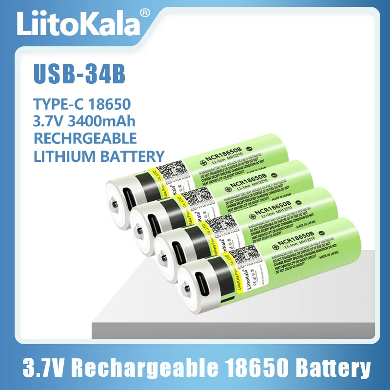 1-10 sztuk LiitoKala USB-34B 3.7V oryginalny NCR18650B 3.7v 3400mah akumulator litowo-jonowy z lampka kontrolna LED dc-ładowanie