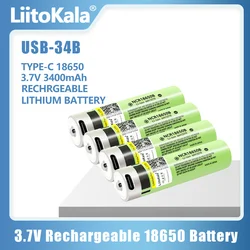 1-10 sztuk LiitoKala USB-34B 3.7V oryginalny NCR18650B 3.7v 3400mah akumulator litowo-jonowy z lampka kontrolna LED dc-ładowanie