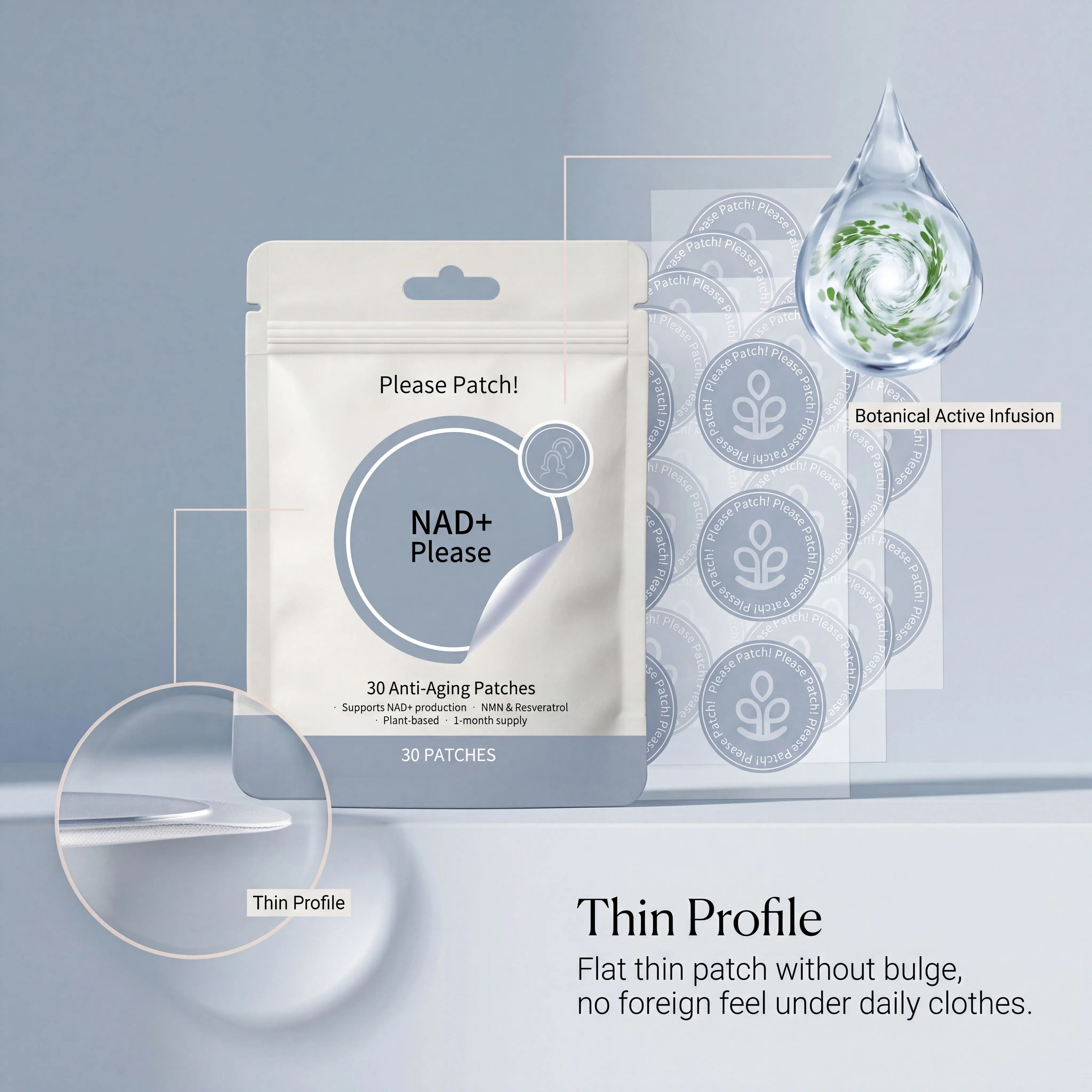 NAD+ Patches Protects and Nourishes Skin Highlights Body Contours Lightweight Moisturizing Care Patches Portable