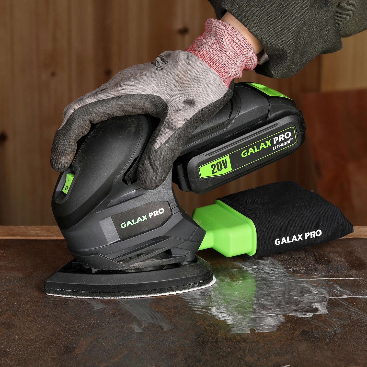 GALAX PRO 20V Cordless Detail Sander with 20 Pcs Sandpapers 12000 RPM Electrical Sander for Woodworking, Tight Corners, Cabinet Edges, Dust Collection, Rubber Handle