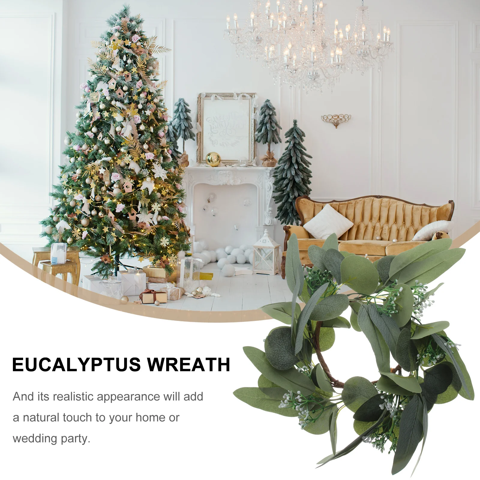 

Artificial Rings Garland Eucalyptus Leaf Wreaths Decorative Christmas Table Party Decor Mini Wreaths