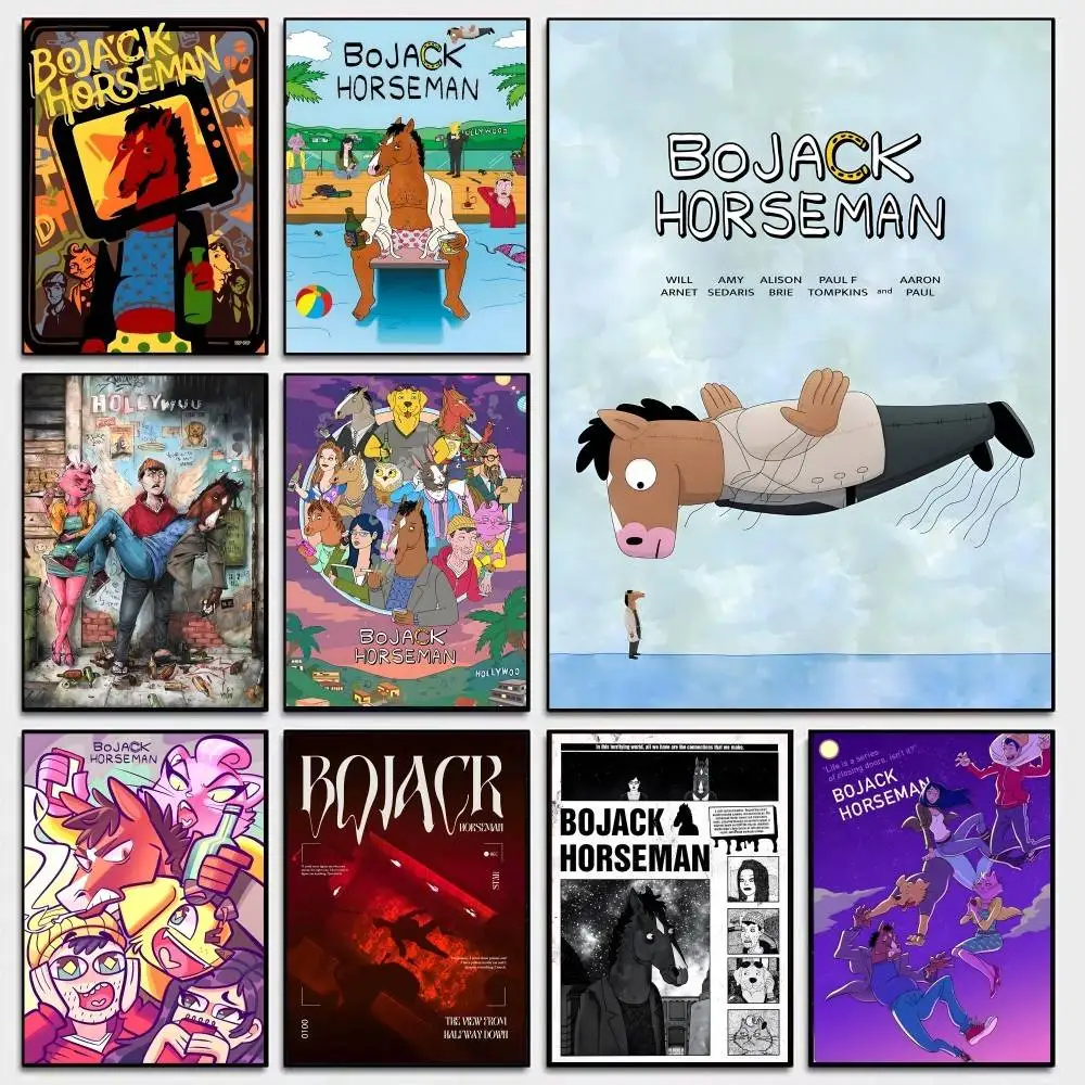 B-BoJack-Horsemans Cynical-Drama Anime Posters Sticky Whitepaper Prints Posters Artwork Kawaii Room Decor