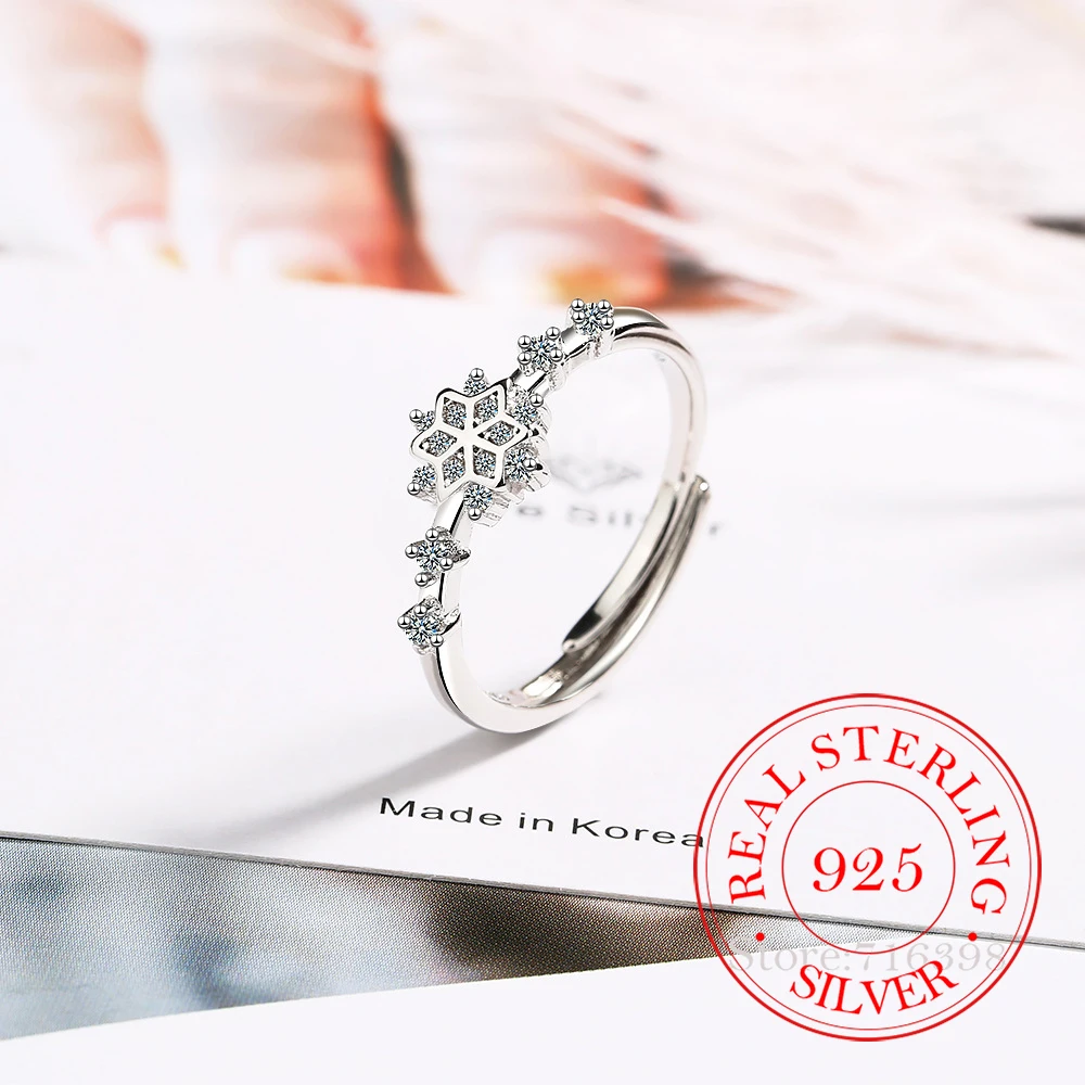 

100% 925 Sterling Silver AAA Zircon Snowflake Rings For Women Man Fashion Wedding Engagement Party Gift Charm Jewelry