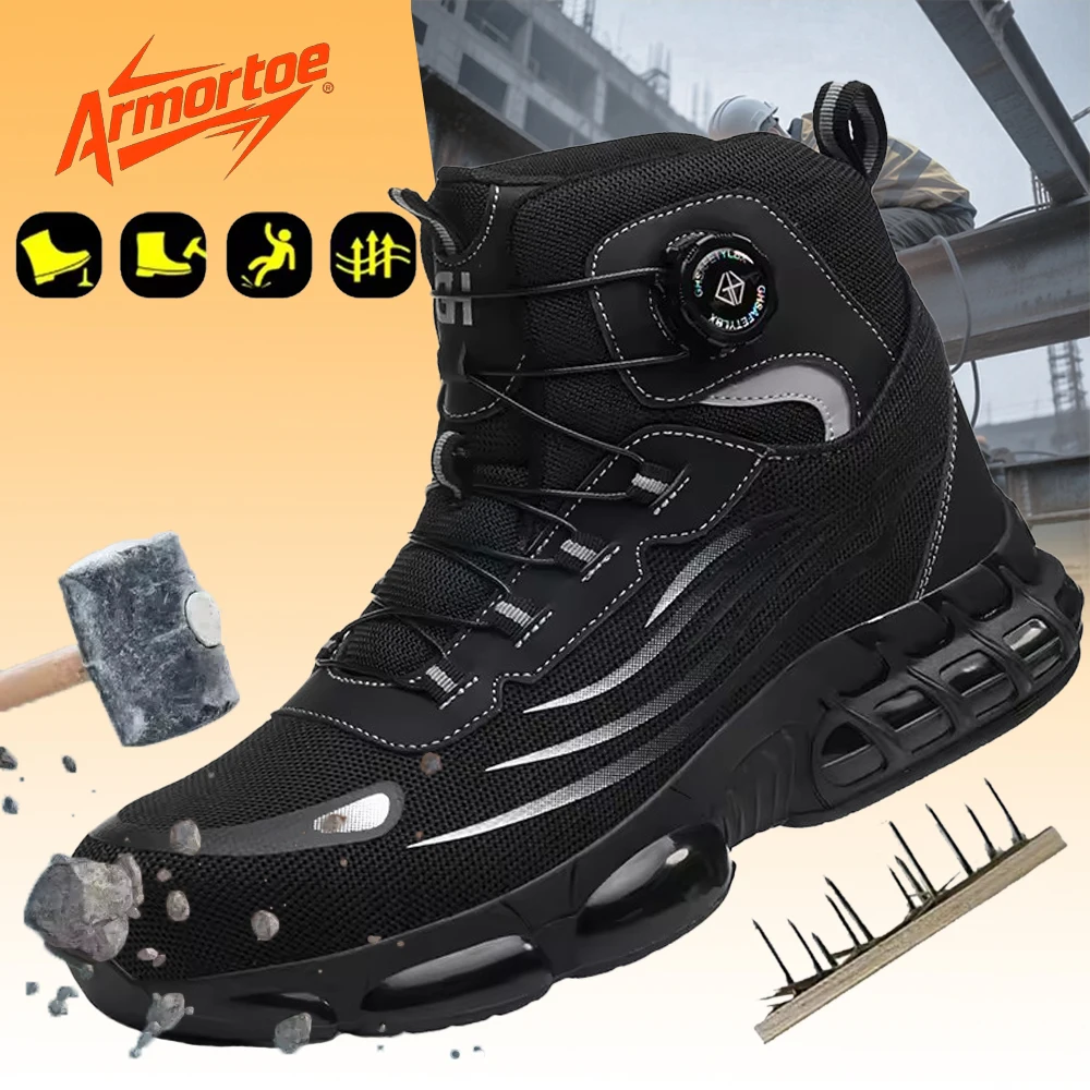 

ArmorToe New Release High Cut Safety Boots Rotary Lock Steel Toe Puncture Proof FeatherLight CloudComfort #Armor3025