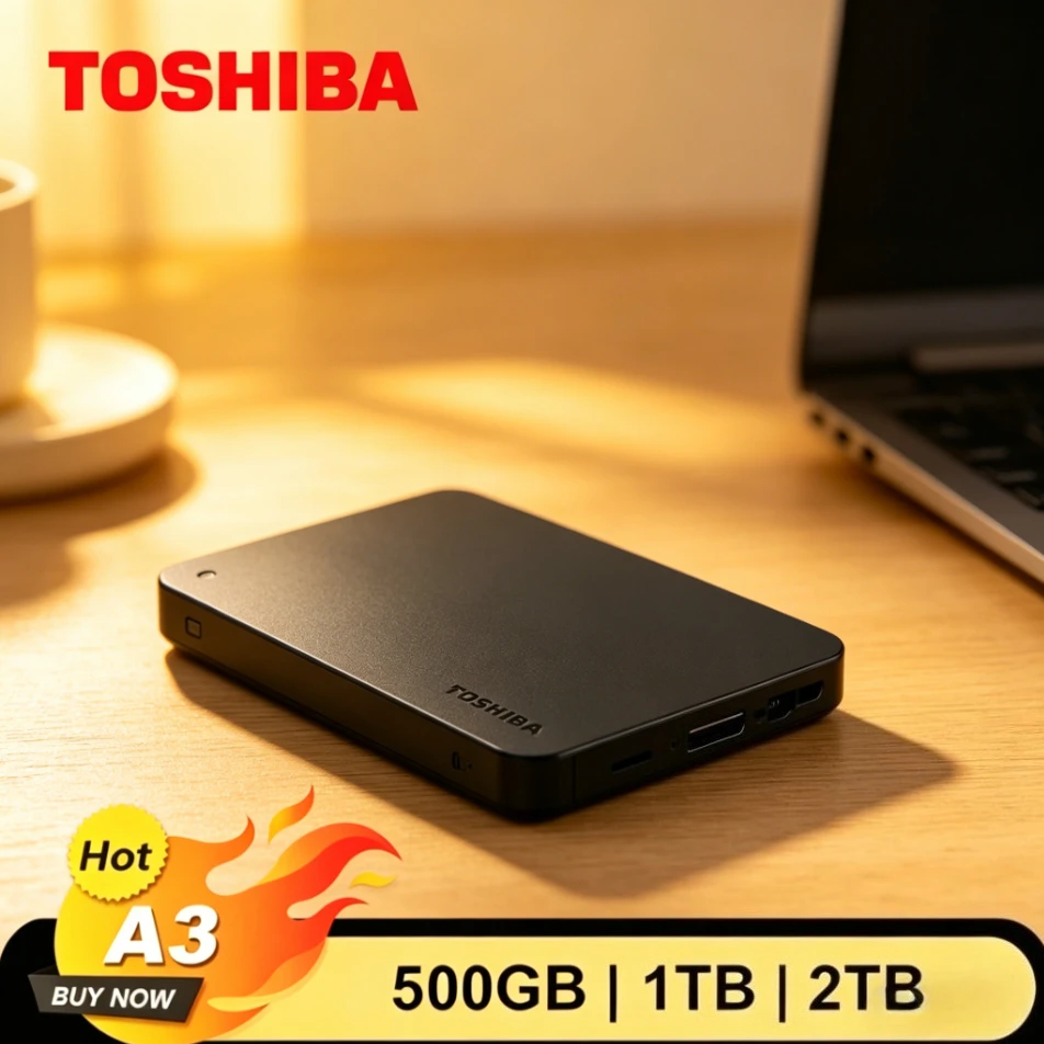New Toshiba Canvio Basics A3 Portable External Hard Drive USB 3.0 High Speed Storage HDD 1TB Black Compatible With PC Laptop Mac