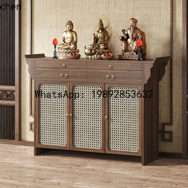 solid wood shrine cabinet God of Wealth Shentai incense case stand cabinet Bodhisattva offering table