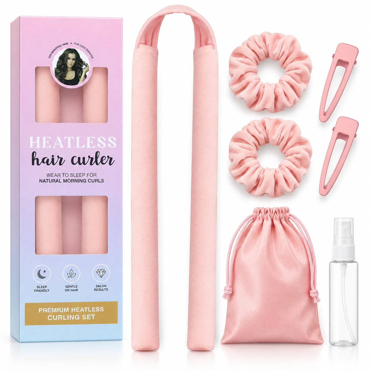Heatless Hair Curler Set No Heat Curling Rod Overnight Curls Headband Foam Curlers Sleeping Hair Styling Tool For Women