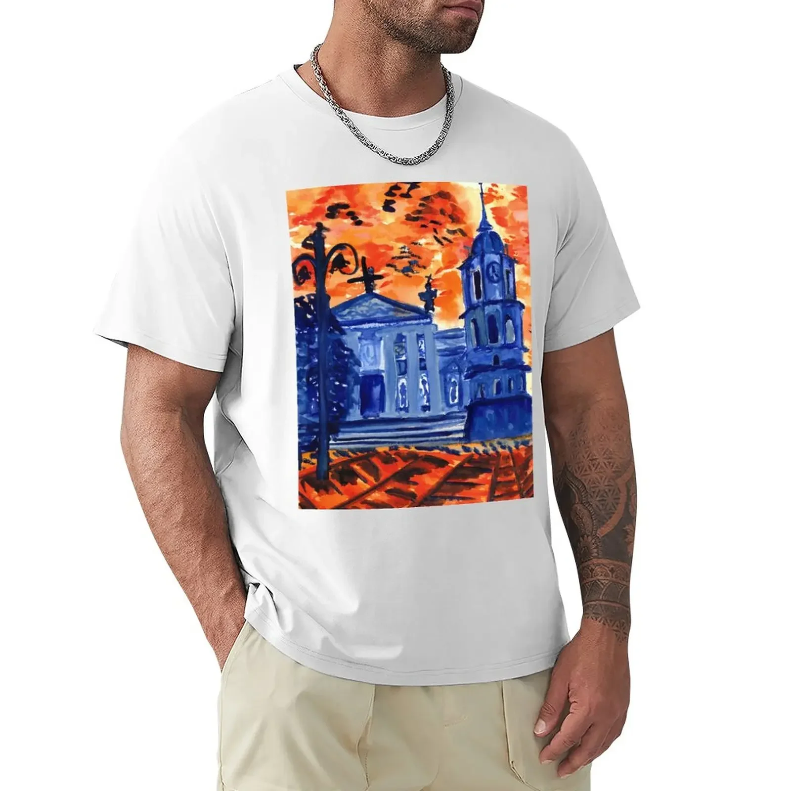 

Orange - Blue Vilnius T-Shirt Short sleeve tee quick drying t shirt men