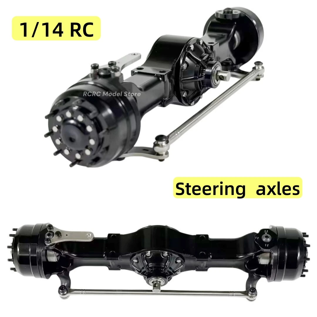RC Truck Metal TM Front Steering Axle and Front Through-Drive Axle For Tamiya Scania Volvo Benz MAN 1/14 RC Tractor Truck Parts