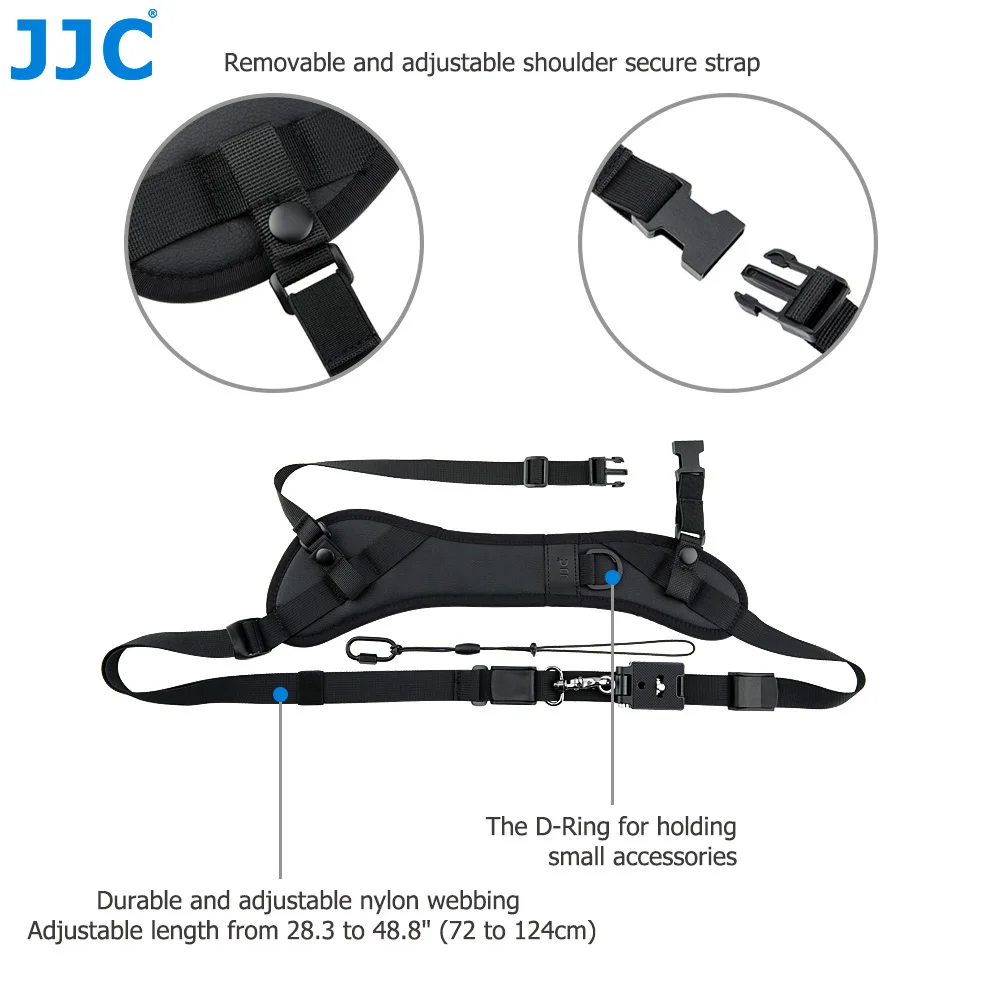 JJC Arac Swiss Camera Shoulder Strap Quick Release for Canon R8 10R R5 Mark II R6 Nikon Z6 D5300 Sony A9III A7IV A7III ZVE10 ZV1