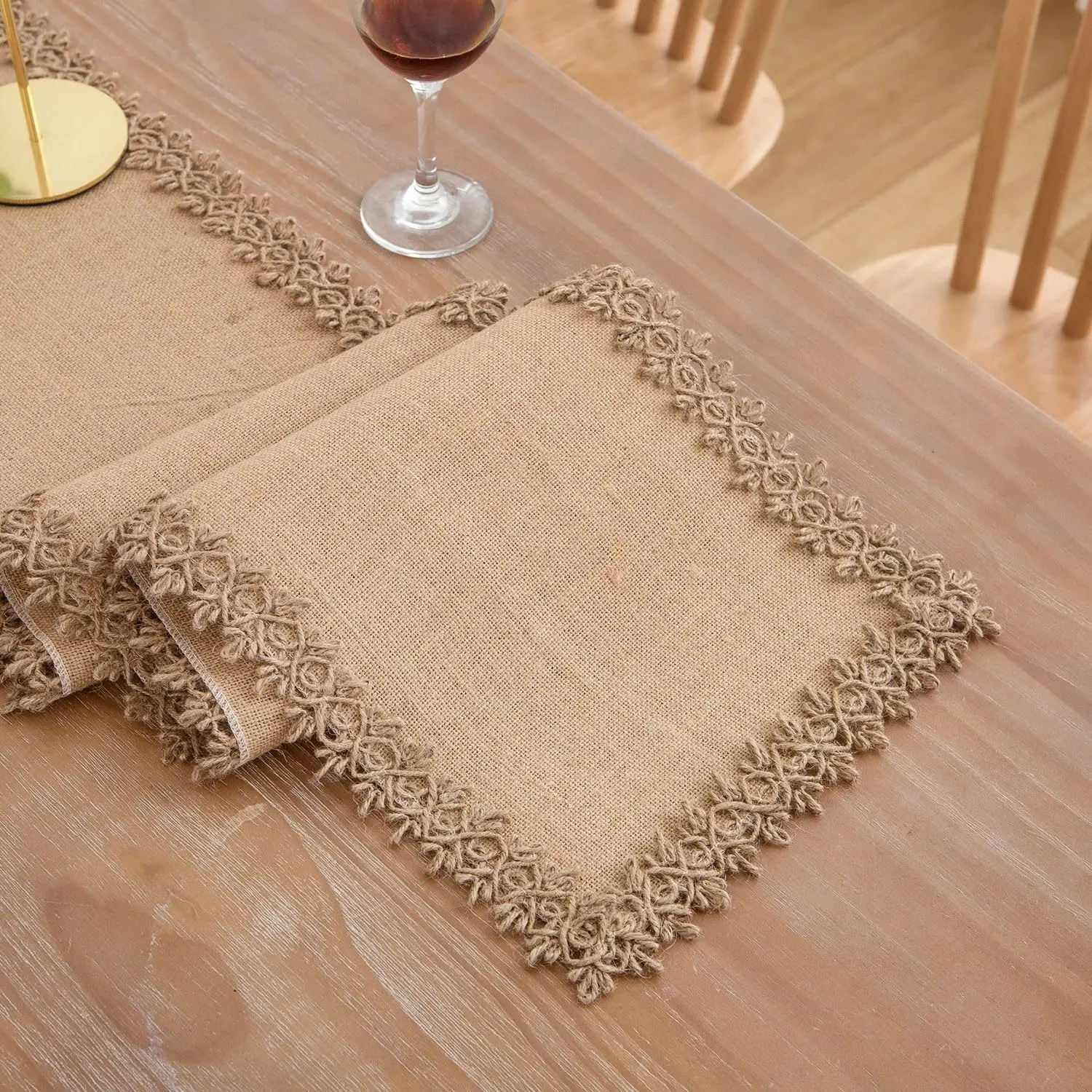 Jute Vintage Burlap Hessian Table Runner Natural Country Wedding Party For Christmas Home Table Decoration