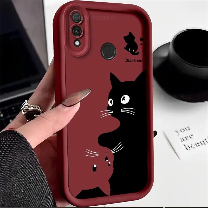 Cute Painted Cat Phone Case For Huawei Y9 Y9 Prime 2019 Matte Soft Silicone Shockproof Back Cover