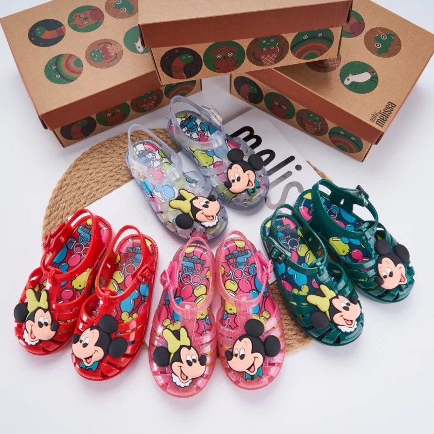 Disney-sandalias de dibujos animados de Mickey Mouse para niña, zapatos de playa de fondo suave, coloridos, Mini Melissa, regalo de cumpleaños