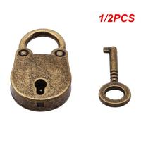 1/2PCS Metal Old Vintage Style Mini Padlock Small Luggage Box Key Lock Copper Color Lot Of 3 Home Usage Hardware Decoration