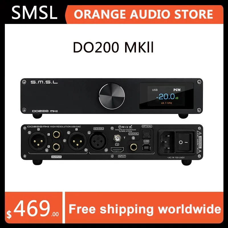 

SMSL DO200 MKII Audio DAC ES9068AS*2 XMOS XU316 Bluetooth 5.0 MQA Full Decoding OPA1612*5 op amp DSD512 768KHZ 32Bit CD decoder