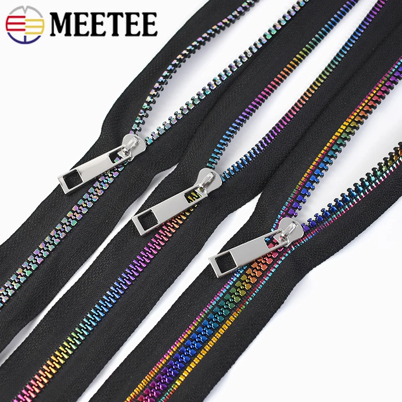 

5# 1-5M Resin Zipper Tape with Zippers Heads Rainbow Tooth Bags Garment Pocket Zips Repair Kit DIY Luggage Sewing Accessories