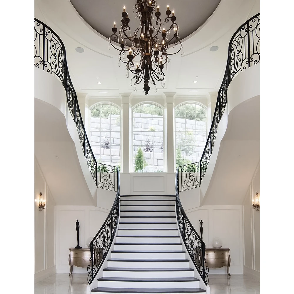 

Pure hand-welded custom iron stair railing