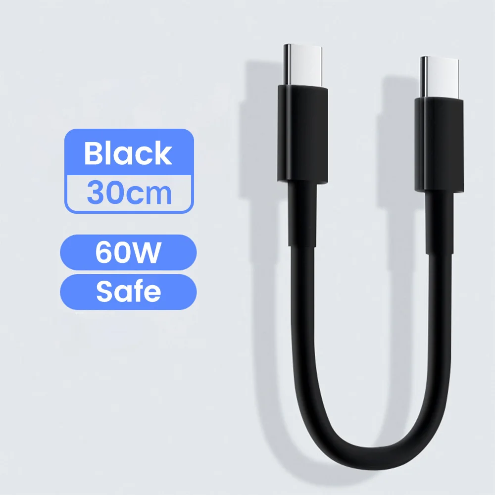 0.28M Korte USB Type C Kabel PD60W Snel Opladen Power Bank Data Cord Voor iphone 15 Samsung Xiaomi Huawei telefoon USB C Kabel