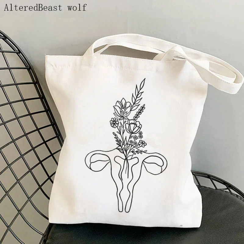 

Women Shopper bag Uterus pro body my choice feminism Bag Harajuku Shopping Canvas Shopper Bag girl handbag Shoulder Lady Bag