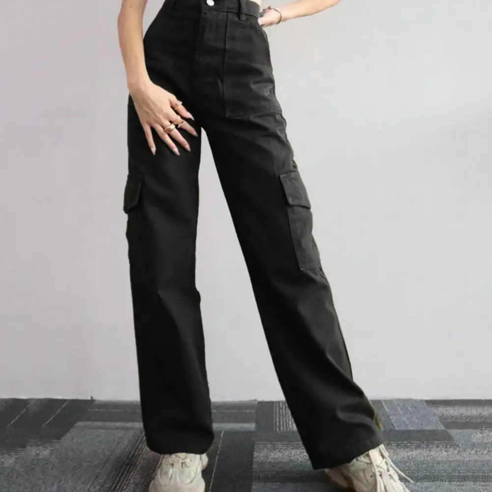 

Women Cargo Pants Stylish Women's Cargo Pants with High Waist Multiple Pockets Straight Leg Design for Streetwear