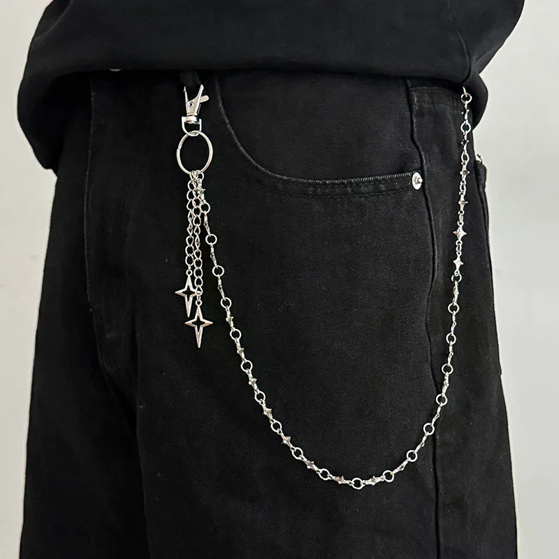 HipHop Goth Creative Pendant Keychain Waist Belt Men Women Vintage Trouser Hipster Jeans Chain Jewelry