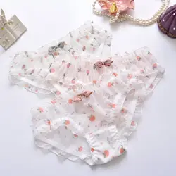 Lolita Princess Style Cute Lovely Sweety Women's Panties High Elasticity Mesh Sexy Transparent Underwear Breifs