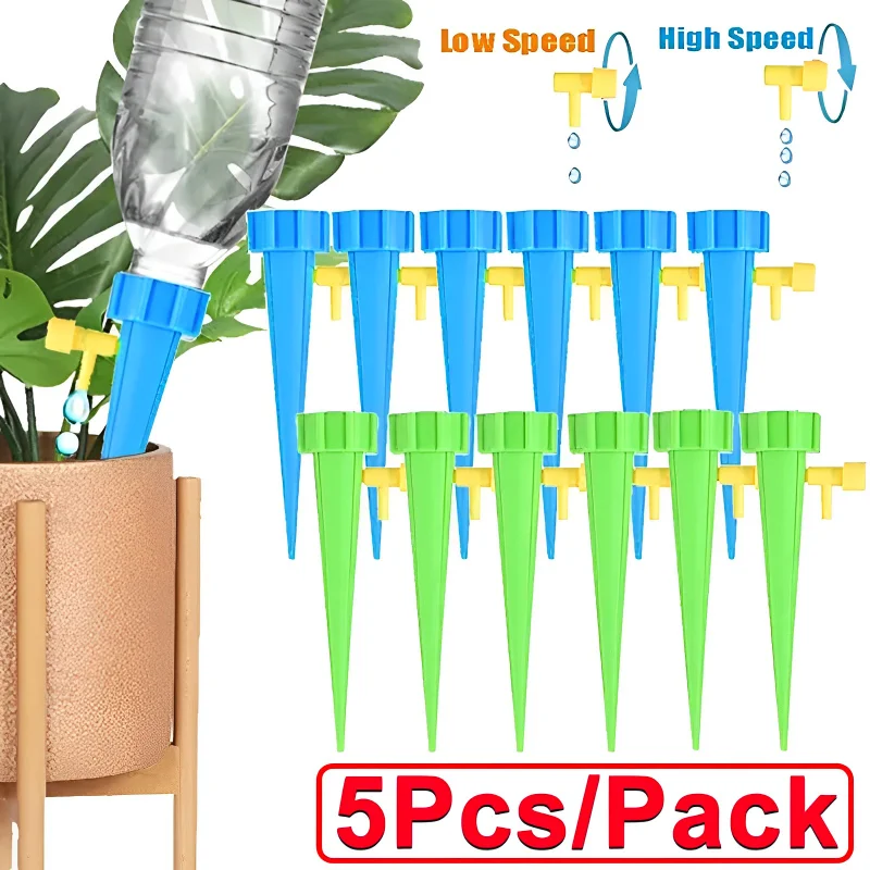 5/1Pcs Automatic Watering Irrigation Spike Plant Flower Pot Drip Water Control Drip Cone Spike Waterer Bottle Irrigation System