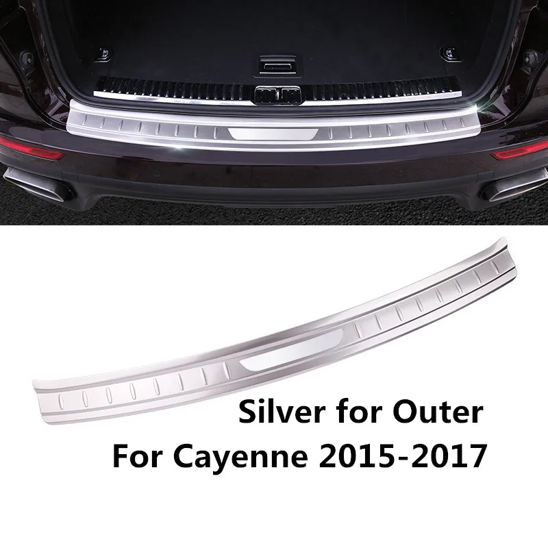 For Porsche Cayenne 2015 2016 2017 Styling Accessories Car Rear Bumper Cover Outer Trunk End Trim Sill Protection Plate