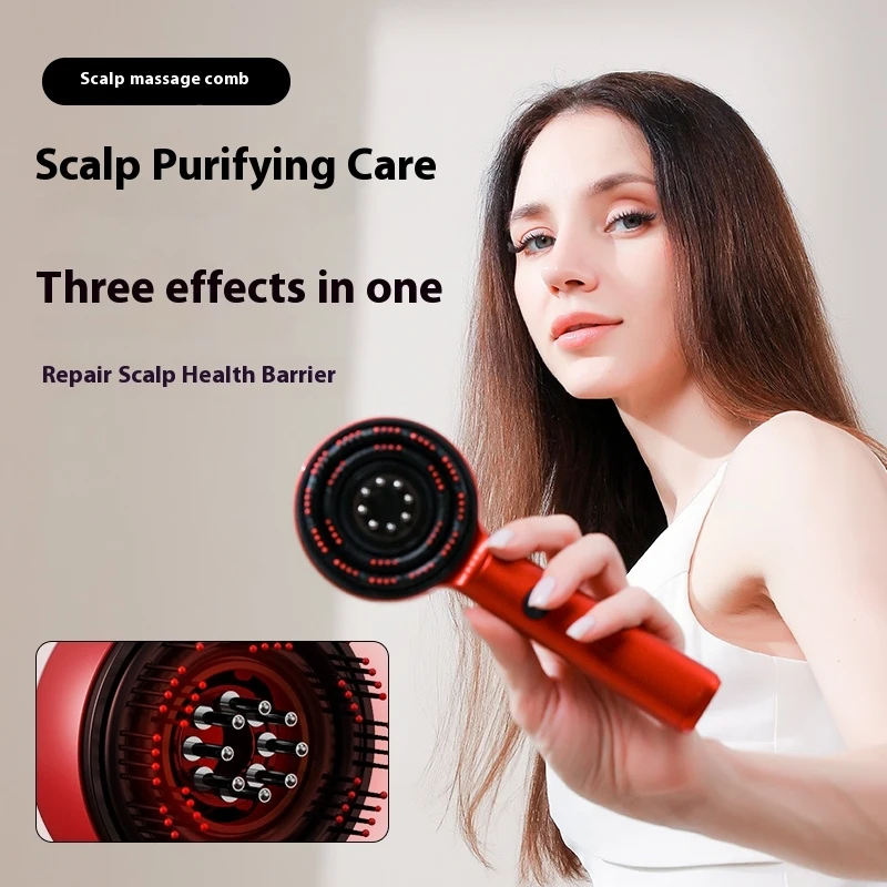 Electric Massage Comb with Vibration Red Light Therapy Scalp Brush Hair Growth Anti-Hair Loss Liquid Oil Applicator Hair Care