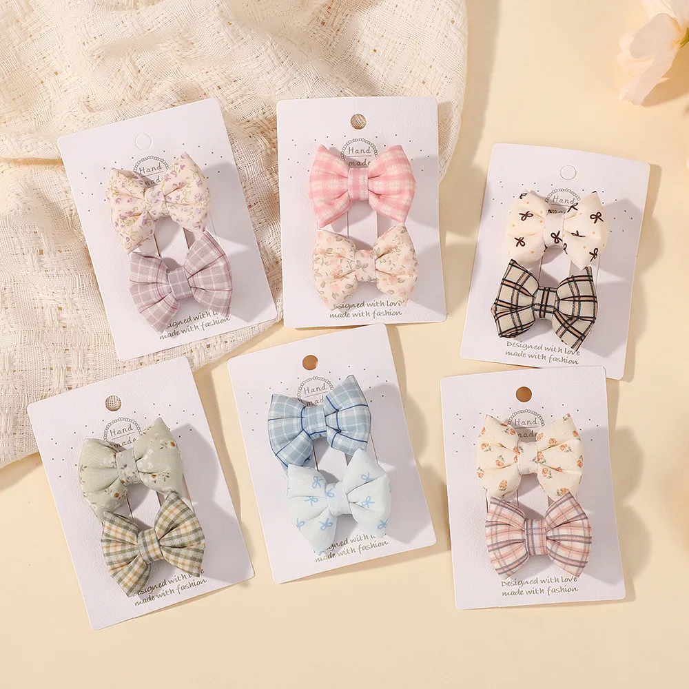 2 stücke Blume Drucken Haar Bogen Clips für Baby Mädchen Spitze Seite Pastoralen Baumwolle Haarnadel Barrettes Headwear Haar Zubehör geschenke