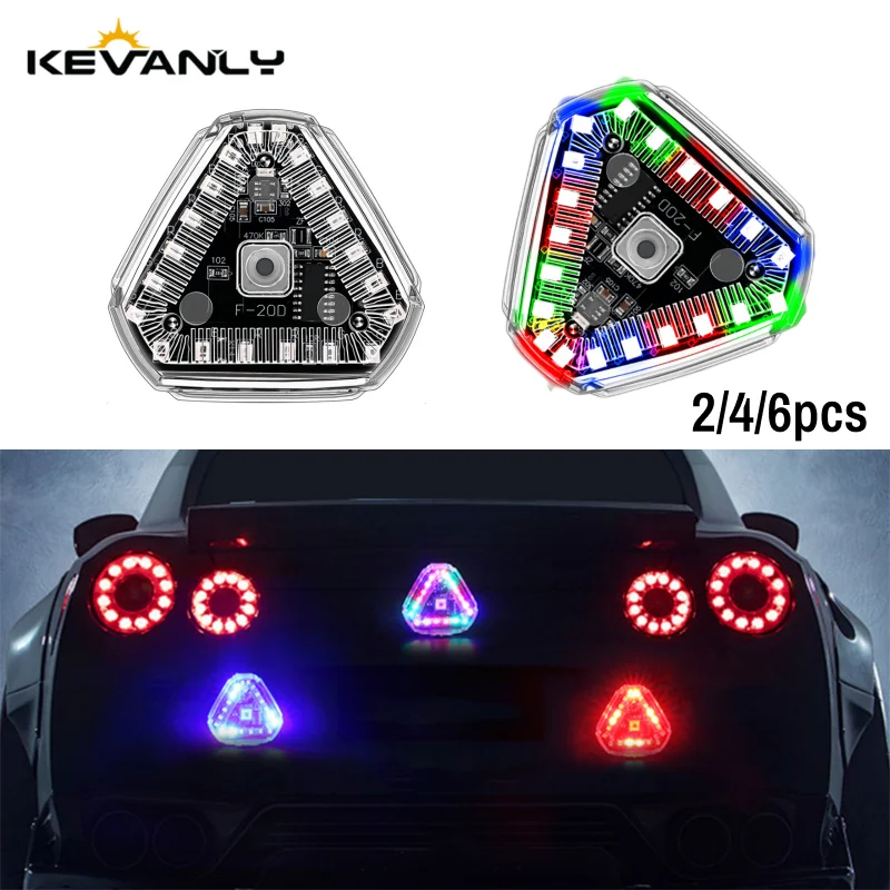 

2/4/6x Solar Power Strobe Warning Light RGB Motorcycle UTV ATV Colorful Waterproof LED Night Rear Collision Flashing Siganl Lamp