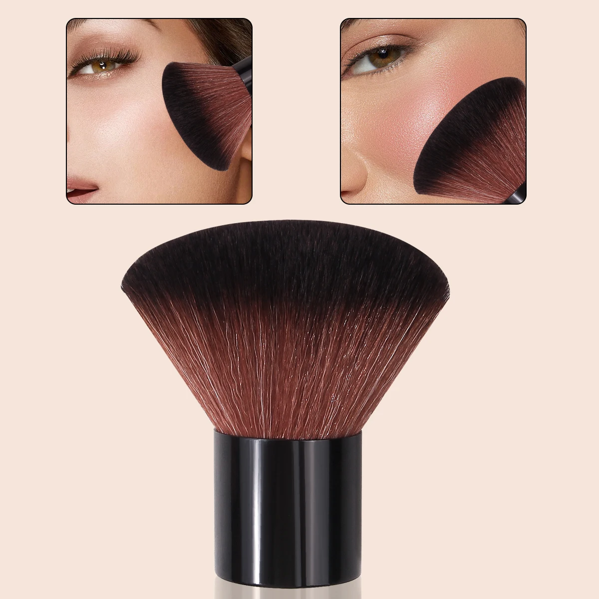 1PC ovale make-upborstel voor blozen, poeder en bronzer - Zacht nylon Multifunctioneel draagbaar nagelafstof- en gezichtscosmetisch hulpmiddel