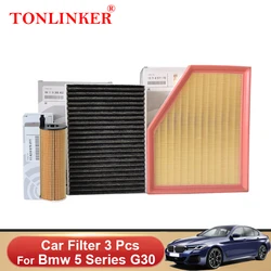 TONLINKER Air Filter Cabin Filter Oil Filter For Bmw 5 Series G30 520i 520d  530i 530d 540i M550d 2017-2021 2022 Car Accessories