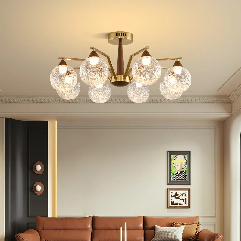 

Luxury Vintage Glass Ceiling Chandelier for Living Dining Room Retro Gold Chrome Pendant Lights Restaurant Art Lighting Fixtures