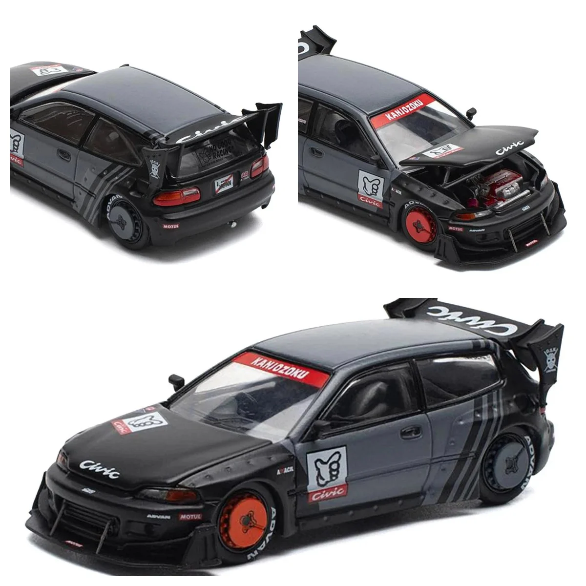 

Pop Race 1:64 Pandem Civic EG6 Black #163 JDM Diecast Model Car