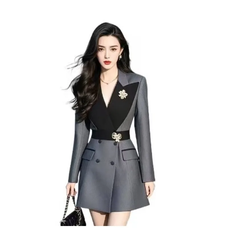 ربيع جديد هالة مليئة بالنمط الأجنبي تنورة البدلة الخفيفة الفاخرة المألوف الرائعة النبيلة الفرنسية رقيقة شيك فستان ركاب الاتجاه #1