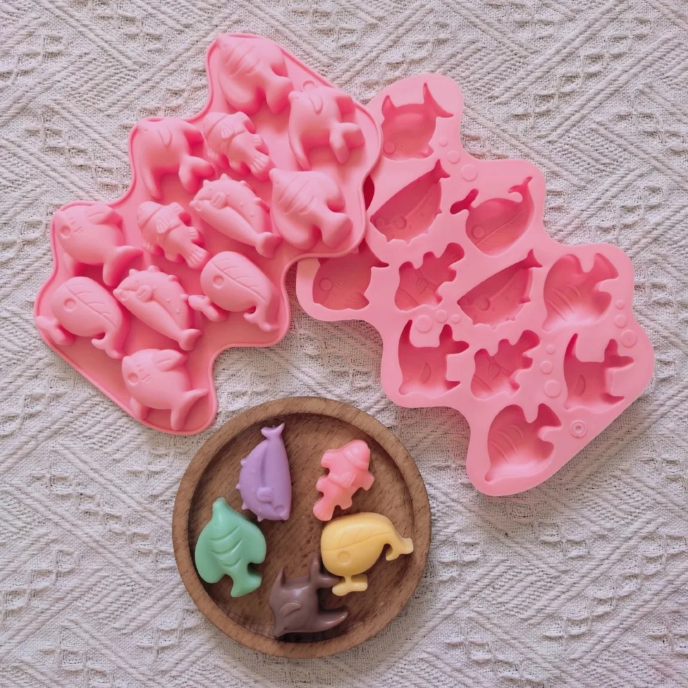 1 قطعة 12 تجويف 6 نماذج، قوالب سيليكون صغيرة على شكل سمكة، تستخدم للشوكولاتة والحلويات والبسكويت وقوالب خبز غير لاصقة ذاتية الصنع