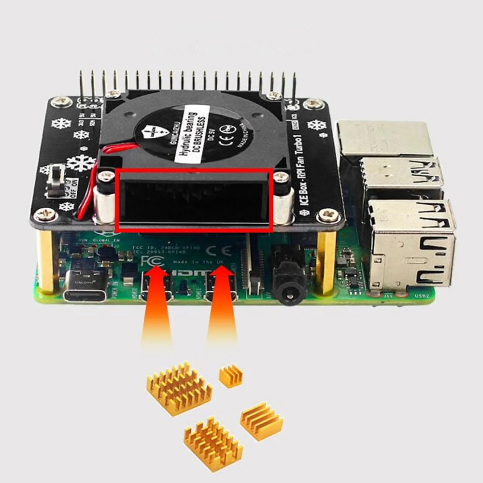 For Raspberry Pi 4 Model B GPIO Extenstion Board Switch Cooling Fan HAT With Blue LED Single Fan For Raspberry Pi 4B 3B+ 3B