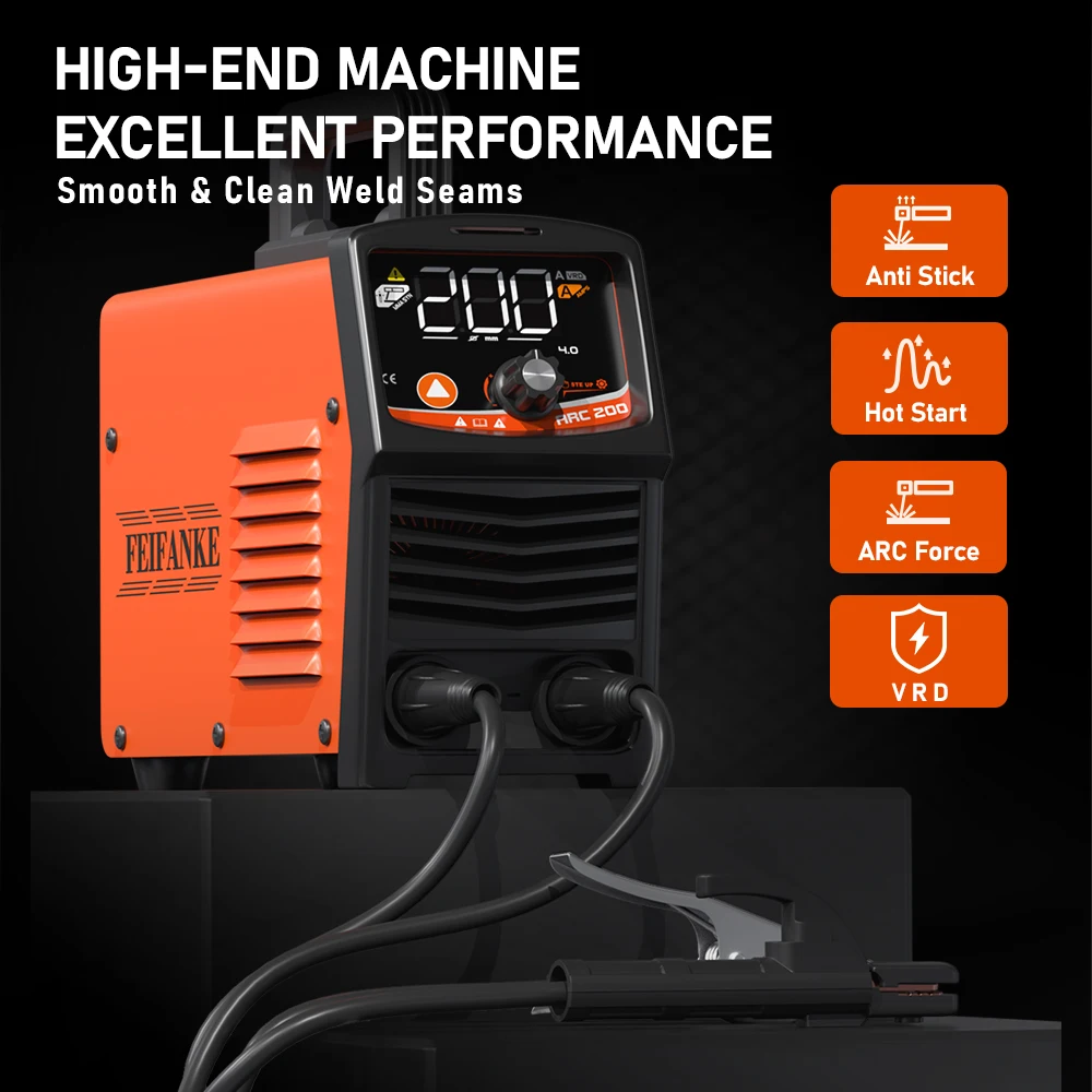 FEIFANKE ARC200 MMA/Lift TIG LED Dispaly Welding Machine IGBT Inverter Synergic Control Welder Machine with Hot Start