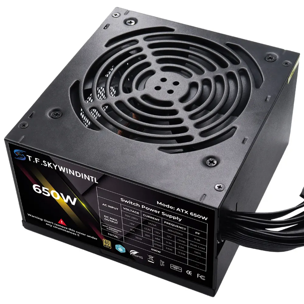 650W ATX Power Supply 80 PLUS Gold Non-Modular, 120mm Low Noise Fan, Active PFC