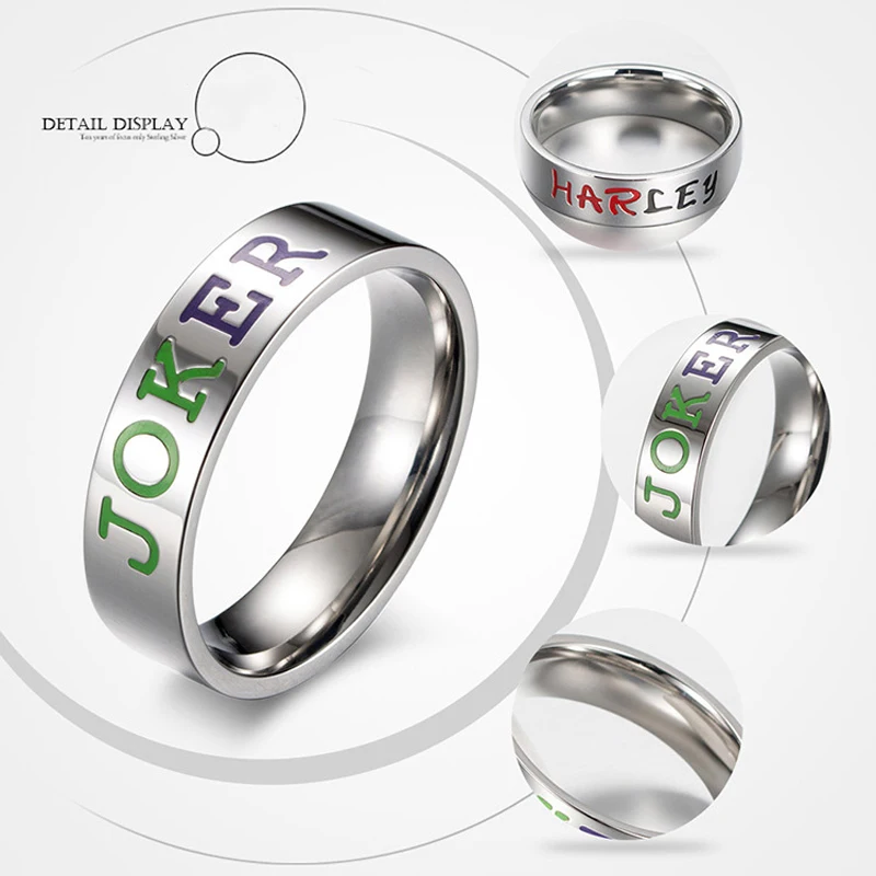 Vendita calda 6mm anelli di barretta in acciaio inossidabile JOKER HARLEYCouple Ring anelli di moda semplici per donna uomo regalo per gioielli da