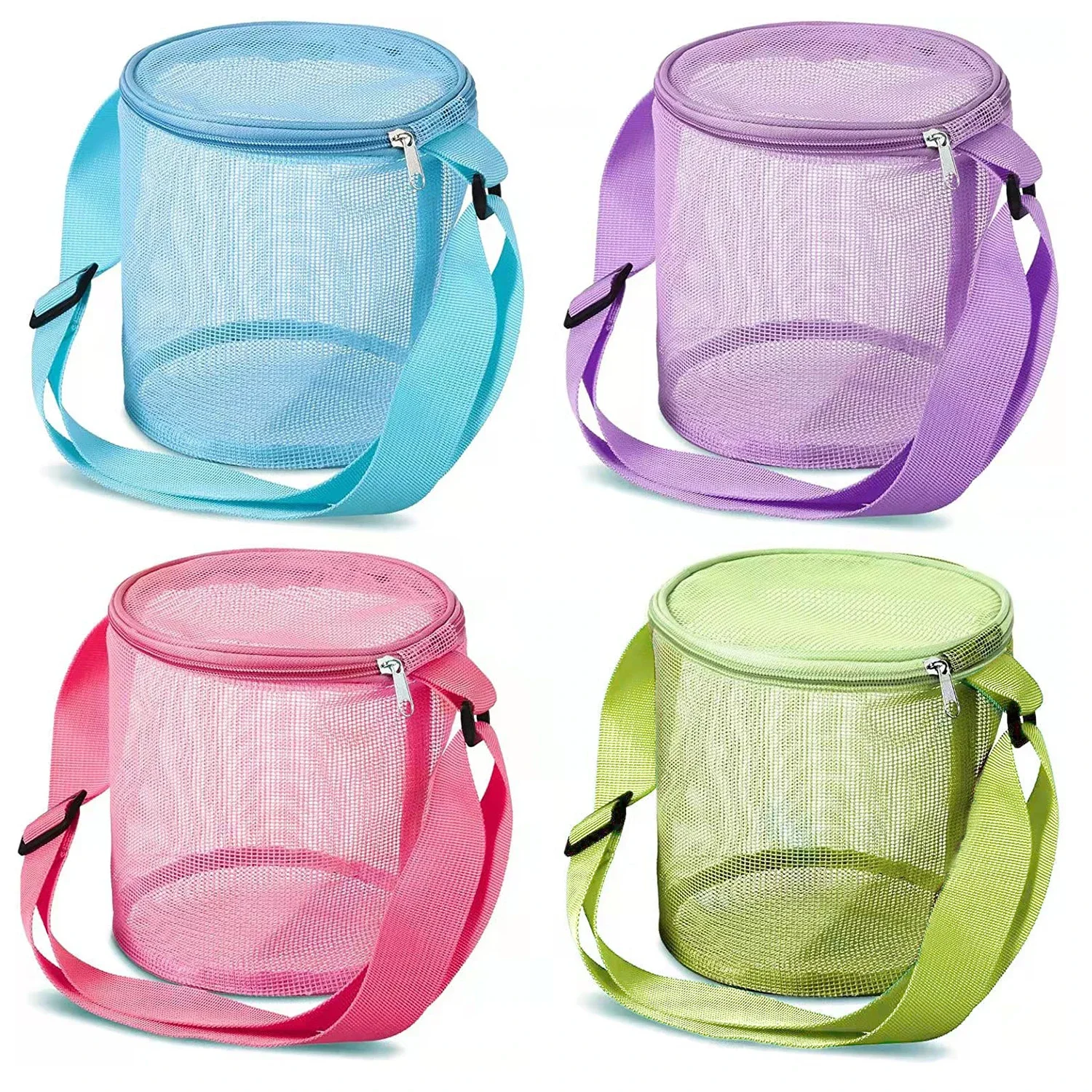 

1 pc Portable Mesh Beach Bag Large Capacity Breathable with Adjustable Strap Crossbody Bag For Toys Swim Gear