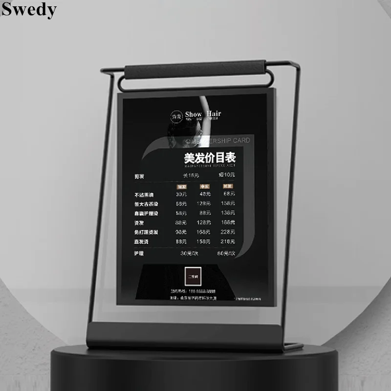 8 Inch Metal Table Acrylic Sign Holder Display Stand Menu Paper Price Label Holder Wedding Gift Picture Photo Poster Ad Frame