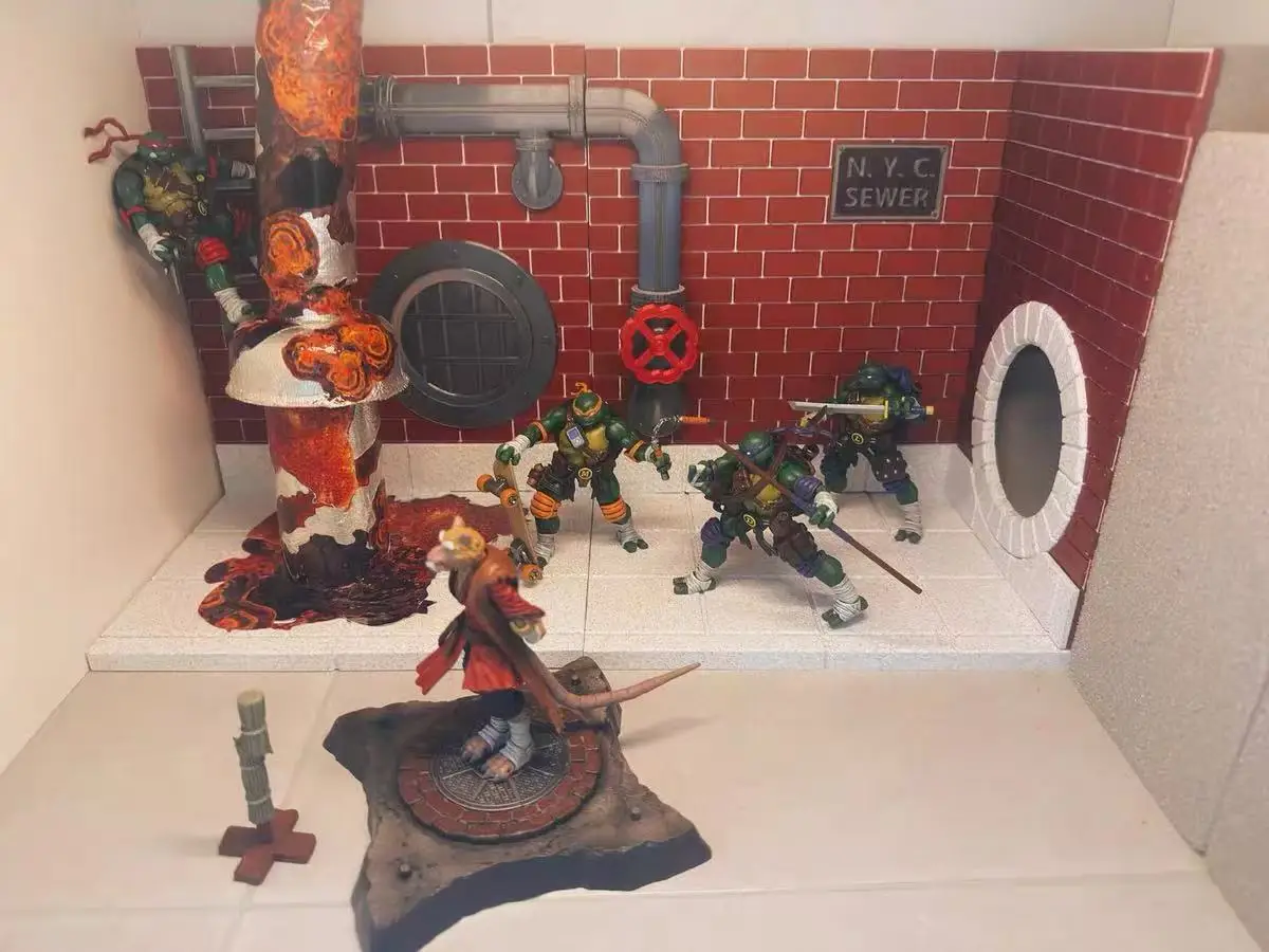 Wikeetoys Display Base 1/12 Фоновая доска для канализационной сцены для 6-дюймовых фигурок уличного истребителя Черепашки ниндзя-подростков