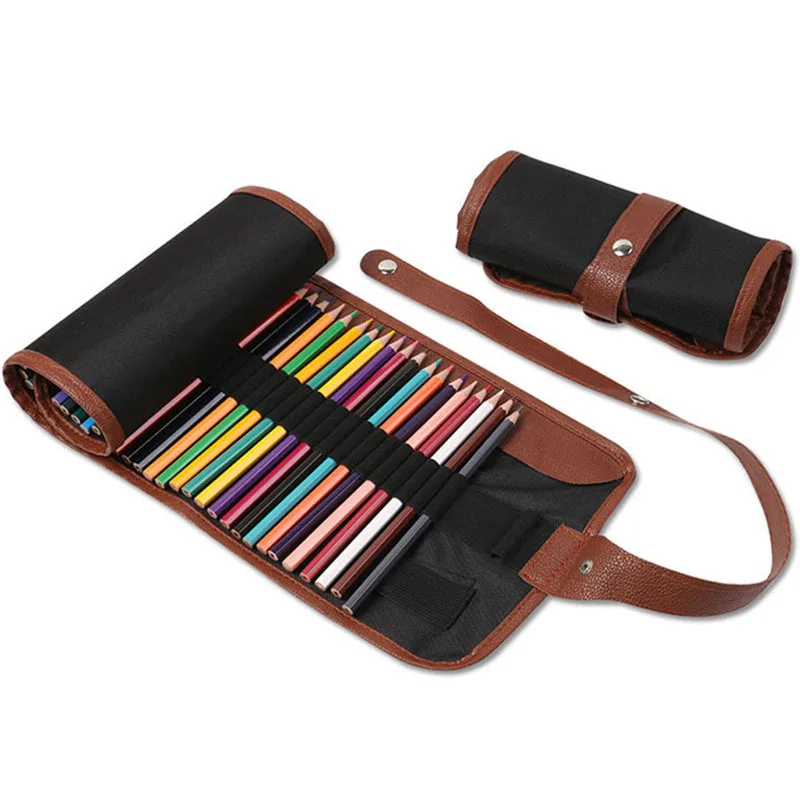 Wrap Roll Up Pencil Bag, Pen Case, Suporte De Armazenamento, Escrita Artigos De Papelaria, Bolsa De Cosméticos, 36 Buracos, 48 Buracos