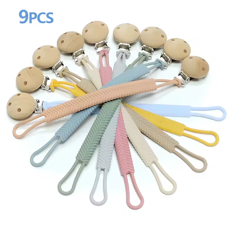 1/9pcs תינוק מוצץ טאתר נגד שרשרת חבלים חבלים שרשרת מזון כיתה סיליקון אחד מוצץ