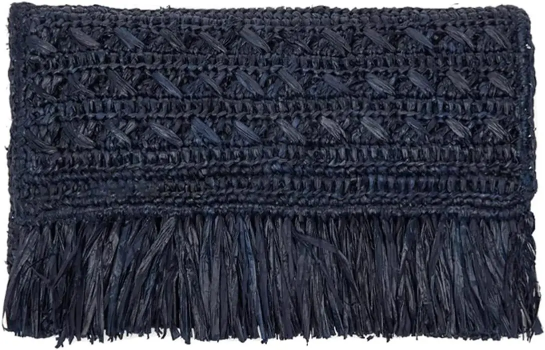 

Lisette Crocheted Raffia Straw Fringe Clutch