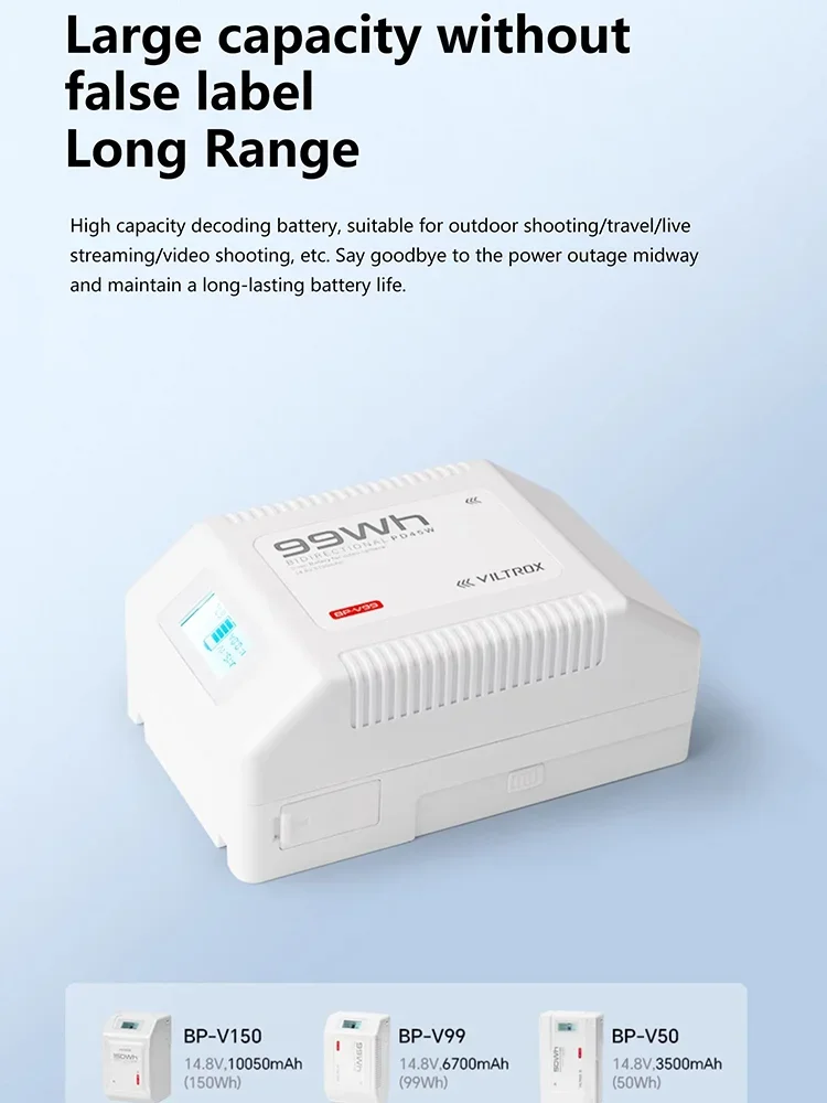 VILTROX BP-V50 BP-V99 BP-V150 Mini V-Mount/V-Lock Lithium Battery Pack Auxiliary Battery Capacity For Cameras Phones