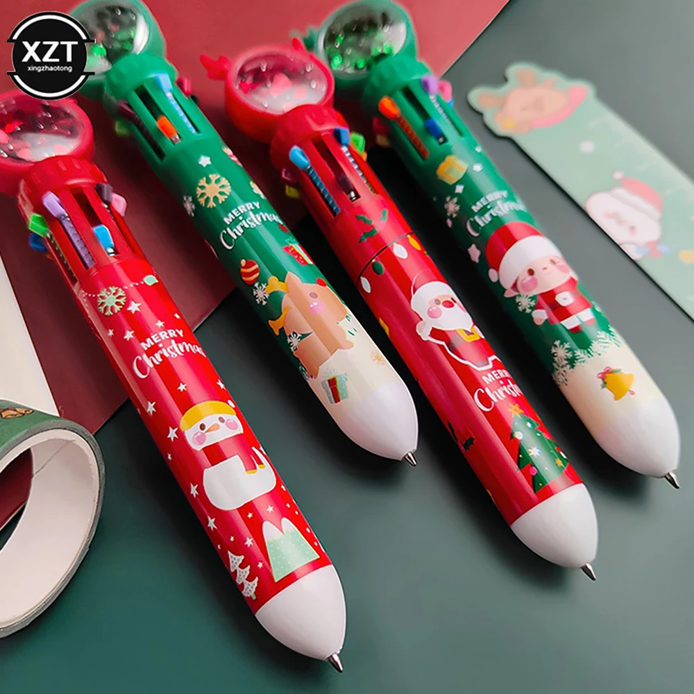 عيد الميلاد الكرتون عشرة ألوان قلم حبر جاف الغزلان الشران سانتا كلوز عيد الميلاد الاطفال هدية نويل عيد ميلاد سعيد ناتال سنة جديدة سعيدة 2025